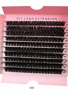 200pcs/180pcs/160pcs/140pcs/120pcs Faux Mink Eyelashes 200D/160D/120D/100D/80D/60D 8D Luxury Fluffy DIY Cluster Lashes - 12-20mm Mixed Length Eyelash Extension 0.07mm Russian D Curl Thick & Reusable Dramatic Lashes, Beginner Friendly For Daily, Party, Stage, Night Out - D - 查看 9