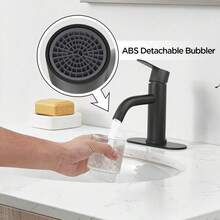 YUUTY Mezcladora para Lavabo de Baño - Acero inoxidable Grifo de baño de un, para Baño Grifo para con cubierta, Llave Mezcladora para Lavabo con 2 Mangueras. (Negro mate) - Negro Mate - Ver 10