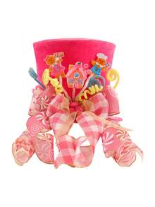 1 pièce Décoration de dessus d'arbre de Noël rose - Chapeau de Père Noël élégant avec flocons de neige, polyester durable, facile à installer, parfait pour la décoration de fête à la maison et de vacances, embellissement pour une atmosphère festive, sans piles, décorations pour sapin de Noël - Multicolore - Voir 9