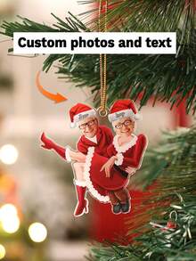 Personalized Infinity Heart Couple Ornament​ – 7cm (2.36in) Heart-Shaped Acrylic Ornament Engraved With Custom Couple Photos, Names (E.G., "Edward & Margaret", "Chadie & Sophia", "Lillie & Jack"), And Romantic Text ("You & Me", "We Got This"). Features A Red Infinity Symbol, Silver Chain, And Glossy Finish. - Multicolor 2 - View 1