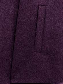 女士时尚休闲法式单排扣短款宽松领羊毛大衣 - 紫色 - 查看 9