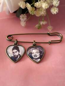 婚礼当天新娘送给新郎的个性化礼物，定制照片胸花别针，金色新郎纪念照片胸花别针，Y2K风格，可爱，萌趣，色彩缤纷，时尚，定制，个性化，独特，送给她的理想礼物，女友，朋友，家人，她，精致浪漫，冬日优雅，魅力四射，女士发饰，春季系列，可调节尺寸 - Brooch - 查看 32