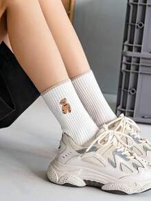 6 Paar/12 Paar Bären Muster Kniestrümpfe, unisex, Herbst/Winter