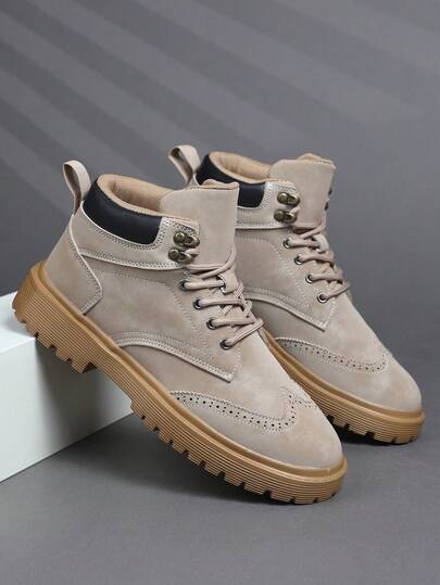 Modische klassische Oxford Brogue Knöchelstiefel für Herrenschuhe, Arbeitskleidungsstil Hightech Sportschuhe für Herren Sneaker Lässig Herrenbekleidung Alltagsschuhe atmungsaktiv