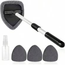 11pcs Auto Windshield Cleaning Kit With 6 Reusable Microfiber Pads, 2 Spray Bottles, Extendable Handles - Green, Popular Auto Cleaning Essential - 灰色的 - 查看 8