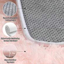 Living Room Rugs, Bedroom Rugs – Ultra Soft Plush Shag Rug, Fluffy Shaggy Carpet, Washable Area Rugs With Non-Slip Backing And 4 Grip Stickers, Cozy Kids Room Dorm Nursery Decor, Multiple Sizes 4x6 5x7 6x9 8x10 9x12, Baby Pink Rug ﻿ - 粉色 - 查看 9