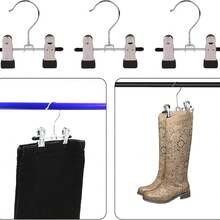 10 Pack Boot Hangers For Closet Organizers With Clips, Closet Space Saving Storage Of Boots Leggings Jeans Scarves Hats - Silver - View 6