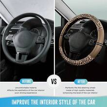 Leopard Steering Wheel Cover - Made With PVC Leather Cheetah Print - Anti-Slip, Universal Fit 14 1/2 Inches To 15 Inches - Beige,19066835 - Màu be - Xem 6