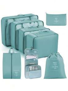 6/7/8/9pcs Travel Packing Cubes, Luggage Organizer Bags, Laundry Bag, Shoe Bag, Multi-Function Compression Packing Cubes, Lightweight Travel Luggage Organizer, Washable Nylon Material, Suitable For Students, Teachers, Travelers