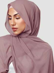 2PCS Women's Scarf And Tie-Up Cap Set Underscarf Hijab Combo For Middle Eastern Festival Outfits, Casual Matching Set For Abaya - Dusty Pink - View 7