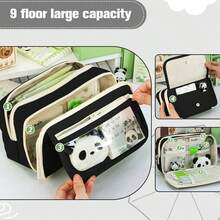 Estuche para Lápices de Gran Capacidad,Cartucheras Escolares,con 2 Notas Autoadhesivas,Estuche de Lápices con Compartimento Expandible,Organizador de Papelería para el Trabajo de Oficina Escolar - VERDE - Ver 10