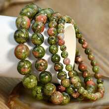 Vintage Nature Unakite Bead Bracelet, Healing Yoga Bracelet For Women And Men, Gift, Party Jewelry, 4mm/6mm/8mm/10mm Bead, Couple Accessories For Autumn/Winter