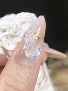 100pcs/Bag Nail Supplies Resin Rose Flower Camellia Decoration Charms Flatback 3D Nail Art Accessories