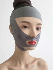 1件装女士灰色/粉色/黑色无缝V型提拉绷带面膜。舒适冰丝材质，日常提拉面膜，热销跨境产品