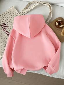 Young Girls' Cartoon Pattern Warm Sweatshirt - Pink - View 2