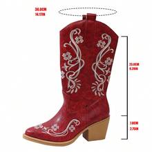 Damen Stickerei Knöchel Stiefel & Overknee Stiefel, Schlüpfen, modischer Plateau Absatz Spitzschuh, bequeme Lederstiefel für Herbst/Winter