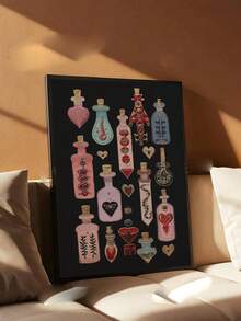 1pc Witchy Potion Bottle Wall Art Esoteric Occult Poster Gothic Dark Academia Decor Surreal Canvas Print Pink Magic Art Alternative Maximalist Painting Picture Home Decor, Mystical Moon Goddess Wall Art Poster Occult Celestial Crow Decor Surreal Canvas Print Preppy Pink Aesthetic Folk Magic Wall Art