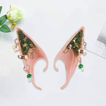 Halloween Cosplay Elf Ears Mushroom Flower Crystal Design Fairy Ear Accessories For Women Party Costume - 綠色 - 查看 2