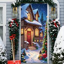 2D Décoration de porte Père Noël - Facile à installer et à nettoyer - Choix parfait pour la décoration de la maison pendant les fêtes