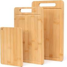 3pcs Extra Large Kitchen Bamboo Cutting Board Set, Heavy Duty Cutting Board With Juice Grooves, Bamboo Cutting Board Set For Meat, Vegetables, Fruits. Gift For Mother'S Day. Father'S Day. Father Gift. Family And Friends. Essential Kitchen Tools. - Maroon - View 6