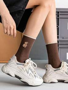 6 par/10 par/6 par/12 par skarpetki do kolan z wzorem niedźwiedzia dla mężczyzn i kobiet, jesień/zima