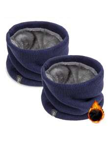 2pcs Fleece Neck Gaiter For Men And Women, Black & Gray, Versatile Winter Neck Warmer And Scarf - Multicolor - View 9