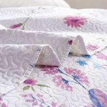 Twin/Full/Queen/King Quilt Set, 3 Piece Floral Bedding Set Microfiber Bedspread Coverlets For Beds - Purple Bouquet Flower - View 4