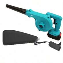 Soplador de hojas inalámbrico, barredora/aspiradora eléctrica de mano 2 en 1 con batería de litio de 18 V 2,0 Ah para soplar hojas, limpiar polvo, basura pequeña, automóvil, unidad principal - Azul - Ver 1