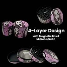 1.6/2 Inch Pink Ghost Herb Grinder Spice Mill Mortar Pestle Salt Crusher Tobacco Bud Vanilla 4-Layers Grass Grinder Zinc Alloy Cigarette Shredder Smoking Accessories Gift