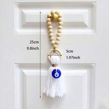 门把手装饰吊坠 - 邪眼汽车吊饰，带纱线流苏，用于后视镜 - 蓝眼串珠挂饰 - 独特的礼物创意 - 彩色 - 查看 3