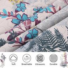 Twin/Full/Queen/King Quilt Set, 3 Piece Floral Bedding Set Microfiber Bedspread Coverlets For Beds - Bunga Biru - View 3
