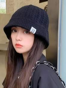 1pc Unisex Autumn/Winter Korean Style Ins Beanie Hat, Warm Ear Protection Knitted Cap, Thick Double Layer Winter Warm - Multicolor - View 7