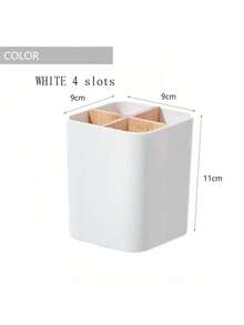 1pc White Bathroom Toothbrush Holder, 5-Slot Bamboo Toothbrush Organizer For Bathroom Vanity, Holds Electric Toothbrush, Toothpaste, Razor, Matte Black Bathroom Toothbrush Stand, Toothbrush And Toothpaste Storage Box For Bathroom Countertop Accessories - White - View 8