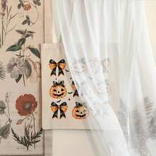 1pc Halloween Pumpkin Coquette Bow Pattern Tote Bag - Beige Reusable Shoulder Bag Women, Folding Design With Black & White Pumpkin & Bow Motifs, Durable Polyester, Travel, Daily Commute, Beach Outings & Gifts, Halloween Accessories, Travel Carryall, Playful Design, Sturdy Handle Construction