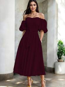 Women Midi Dresses - Vino - View 3