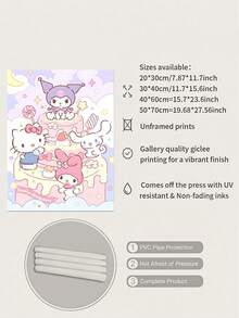 1 件无框 Sanrio 可爱海报家居装饰高品质印刷品，经典装饰艺术风格，可直接悬挂于客厅、卧室、节日派对和室内装饰、电影墙壁艺术、卧室艺术品、精致美学、纹理饰面 - 彩色 - 查看 9