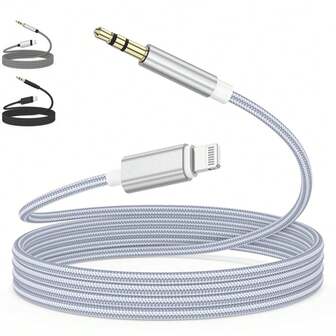 Braided Aux Audio Cable Adapter Stereo Auxiliary Cable Compatible With IPhone 14 Pro Max/14 Pro/14 Plus/14/13/12/11/XS/XR/8/7/6 Series For Car/Headphone, Car Auxiliary Audio Converter