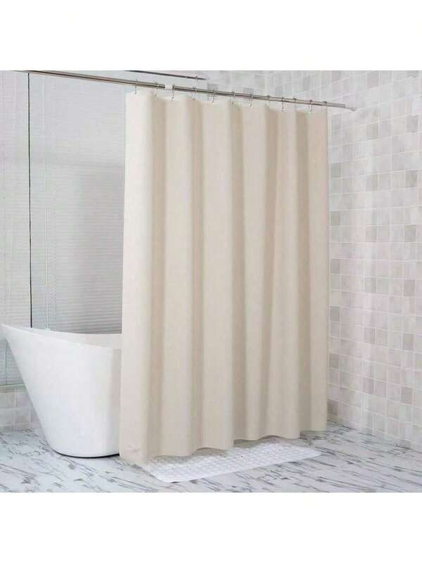 1PC Waterproof And Mildew-Proof Thick Solid Color Fabric Shower Curtain Polyester Waterproof Bathroom Waterproof Curtain Hotel Solid Color CurtainChristmas Decor