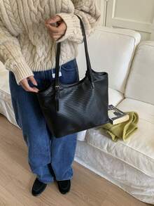 Home Commuter Tote Bag 2025 High-Capacity Fashion Shoulder Bag Waxed Leather Retro Portable Shopping Bag[Random Color And Style For Shipment]