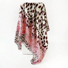 1PC Fashion Leopard Print Scarf, European And American Splicing Color 90cm Satin Square Scarf, Arab  Shawl Scarf - Pink - View 2