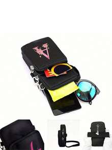 حقيبة كتف لتخزين الهاتف المحمول على شكل قلب فضي مع سحاب أسود، حروف A-Z باللون الوردي المائي، اكسسوارات عصرية ومريحة للأنشطة الخارجية، حقيبة هاتف محمول صغيرة، حقيبة معصم، حقيبة تسوق متقاطعة الجسم، حقيبة تخزين الهاتف المحمول، حقيبة مستحضرات التجميل، حقيبة رياضية متقاطعة الجسم، مناسبة للأصدقاء المهتمين بالرياضة، هدية مثالية للعائلة والأصدقاء