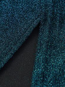 优雅正式派对亮片连衣裙，露肩，束腰，开衩，绿色中长连衣裙 - 墨綠色 - 查看 9