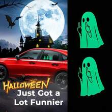 1pc Halloween Glowing Night Ghost, Suitable For Parties, Holiday Celebrations, Car Stickers, Halloween Stickers, Halloween Decorations, Car Decals, Fun Gifts - màu xanh lá - Xem 3
