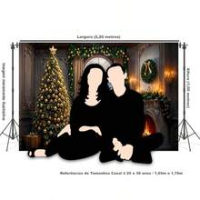Horizontal Photographic Background For Photo Shoots Sublimated Fabric 3D Fireplace Garland Realistic Christmas Scene 2.20x1.50cm - FF-3255 - View 5
