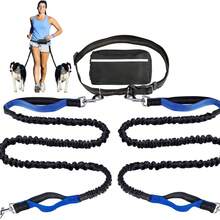 Hands-Free Dog Leash With Reflective Waist Pouch, Retractable Elastic Pet Leash For Walking, Running, Hiking