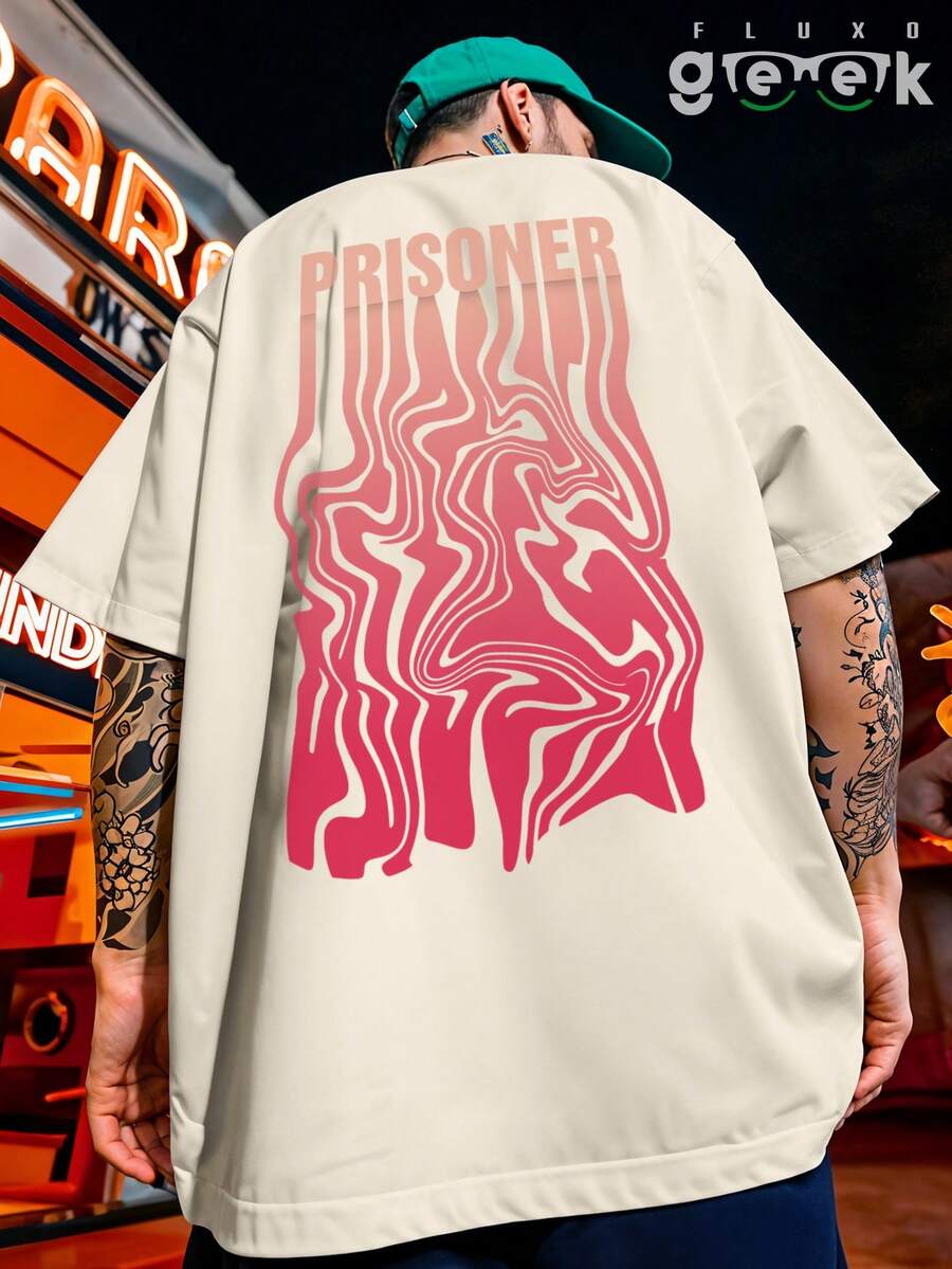 Camiseta Oversized Streetwear Academia Prisioner Psicodélico Gratife REF 7326 FLUXOGEEK - Caqui - Visão 1