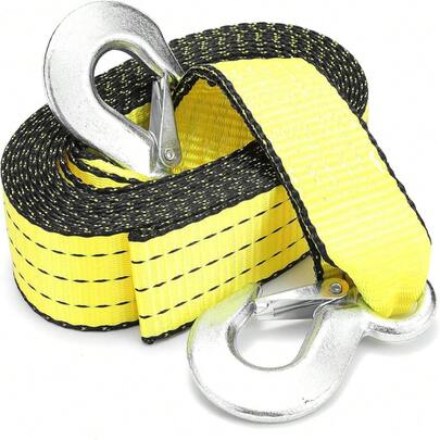 Tow Straps Heavy Duty With Hooks 2"X20' 15,000 LBS, Metal  Hooks, Woven Polyester Webbing For Trailers, Securing Items,And Farm Cleaning,19069370