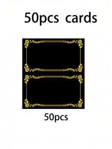 50/30 Peças Elegantes Cartões de Lugar Pretos com Folha de Ouro, Cartões Dobráveis com Bordas de Folha de Ouro, Cartões de Lugar Pretos e 1 Caneta Dourada, Adequados para Casamentos, Menus, Bufês, Festas, Eventos, Formaturas, Cartões Florais, Cartões de Feriados