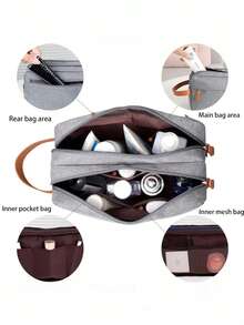 1pc Customized Men's Bag, Large Capacity Men's Toiletry Bag, Men's Business Travel Zipper Portable Wash Bag, Customized Travel Bag, Personalized Men's Clutch & Wristlet Bag - Pillow Bag, Can Customize Your Text, Hot Stamping Craft, Oxford Cloth Clutch, Suitable For Business Trips, Travel Storage Bag, Beach Bag, Best Gift For Friends