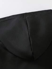 1 Stück Teenager Mädchen "KARMA" Muster Schwarzer Hoodie, weich und bequem, Lässig Alltagskleidung